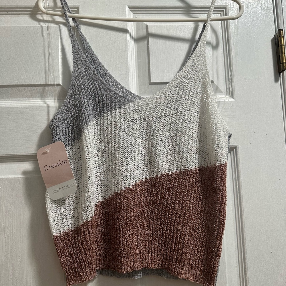 Women's Color Block Knit Top L NWT